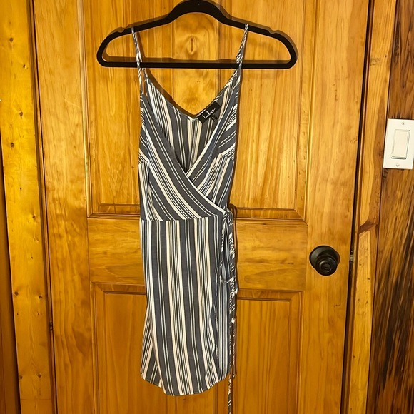 Ponte Marie Blue & White Stripe Wrap Dress EUC - Picture 4 of 8